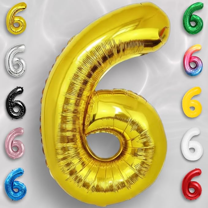Gold Number Balloon 6 Mylar Foil Balloons 16 inch - Image 5
