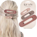 Kitsch Flat Claw Clips for Women - Strong Grip, Comfortable Design | Durable Plastic, Glossy Finish | Lay Down Claw Clip | For All Hair Types | Ideal Gifts for Women - Terracotta, 3pcs