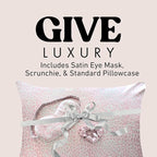 Satin Pillowcase Gift Set for Women – Pink Leopard, Silky Soft, Reduces Frizz | Includes Satin Eye Mask & Scrunchie | for Curly Hair, Sensitive Skin | Gift for Mom, Daughter, Girlfriend