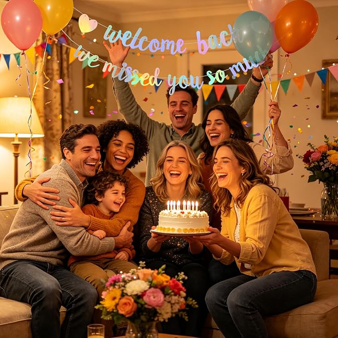 Iridescent Welcome Back We Missed You So Much Banner NO DIY | Pre-Strung - Image 6