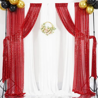 Poise3EHome Red Sequin Backdrop Curtains, 4 Panels 2FTx8FT Glitter Background - Image 8