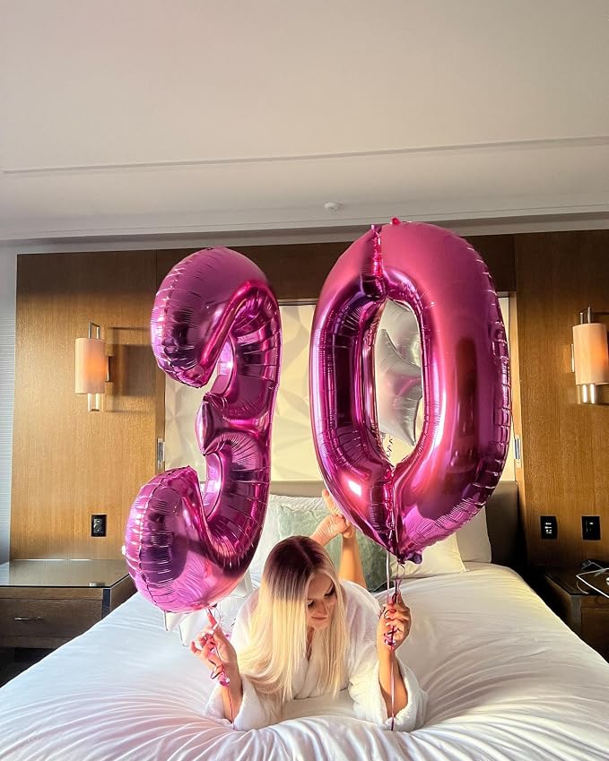 Hot Pink Number 0 Balloon 40 Inch, 0th Birthday Decorations Men Women | Foil - Image 2