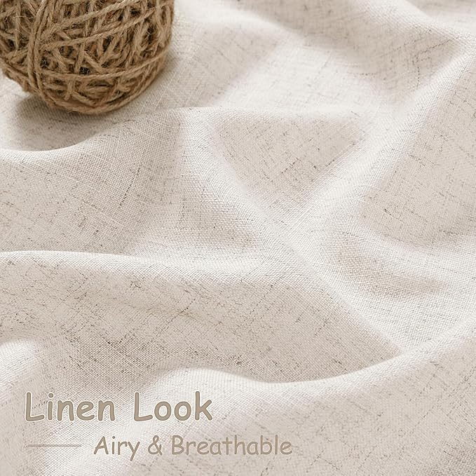 Kitchen Curtains Linen 36 Inch Length Beige Farmhouse Small Cafe Curtains Semi - Image 4