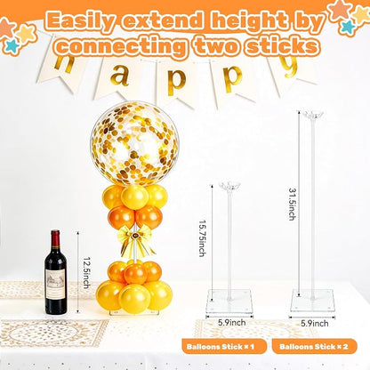 4 Set Balloon Stands for Table Clear 15.75 in Adjustable | Balloon centerpieces - Image 3