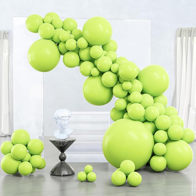 PartyWoo Lime Balloons 100pcs Green Light Green Color 36 18 12 10 5 Inch | by PartyWoo