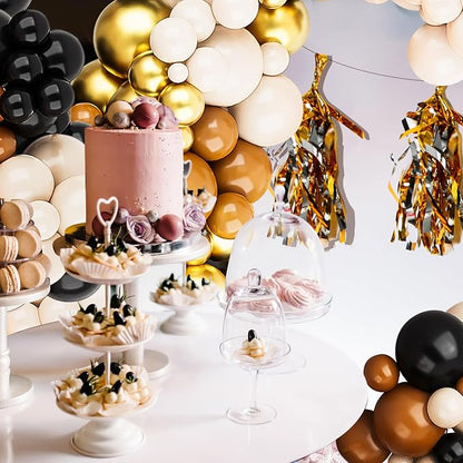 Brown Black Balloons Arch Garland Kit-123Pcs Metallic Gold Balloon Sand White - Image 6