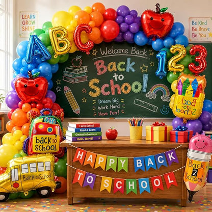 Back to School Balloons 12pcs Welcome School Bus Balloon Colorful Schoolbag - Image 6