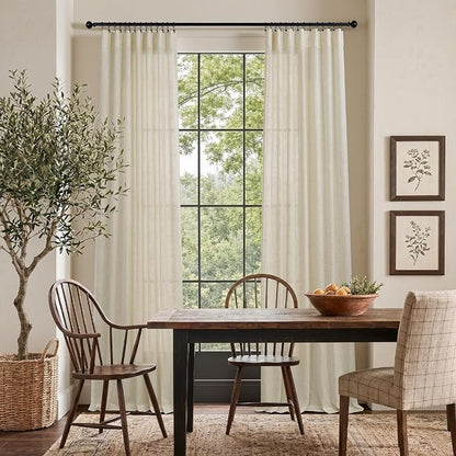 Pitalk Birch Beige Linen Semi Sheer Curtains 84 Inches Long - Image 2