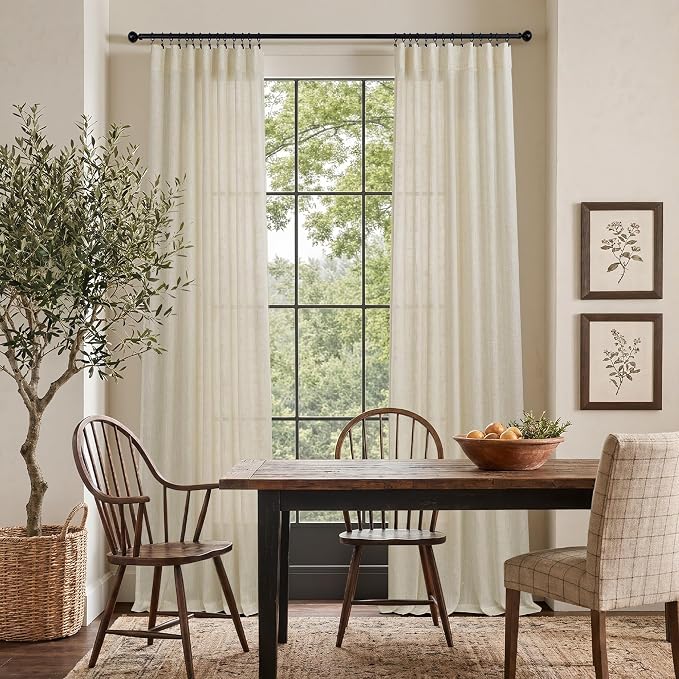 Pitalk Birch Beige Linen Curtains 96 Inches Long 2 Panels - Image 2