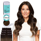 Irresistible Me Real Human Hair Extensions Clip Ins – 100% Human Hair Clip In Extensions for Length & Volume – Invisible Extension – Heat Resistant & Dyeable – Brown Melt, 24 Inches