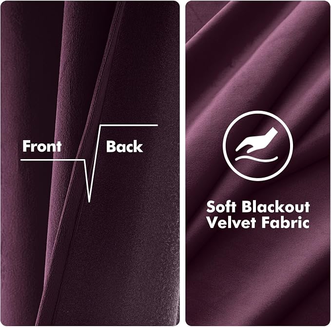 MIULEE Velvet Curtains Purple Orchid 52 x 96 Inch Length Set of 2 | Grommet - Image 3