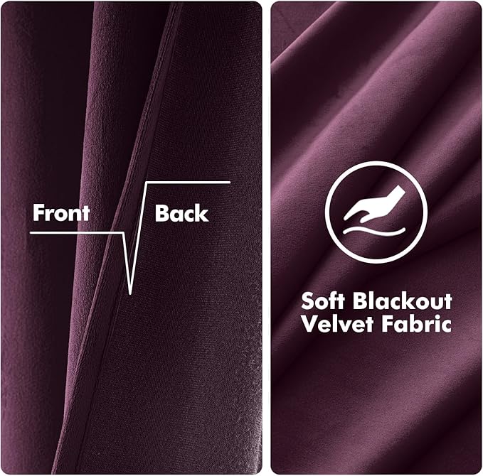MIULEE Velvet Curtains Purple Orchid 52 x 84 Inch Length Set of 2 | Grommet - Image 3