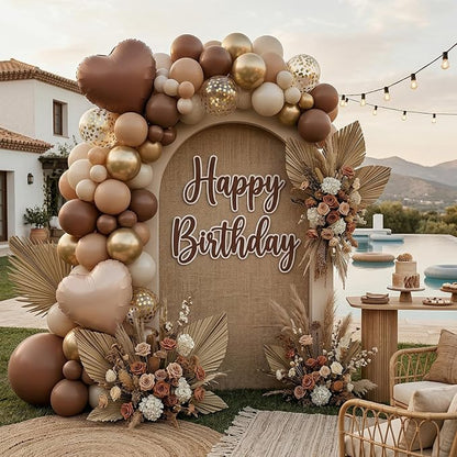 Brown and Gold Balloons, 12 Inch Double Stuffed Brown Apricot Balloons Gold - Image 6