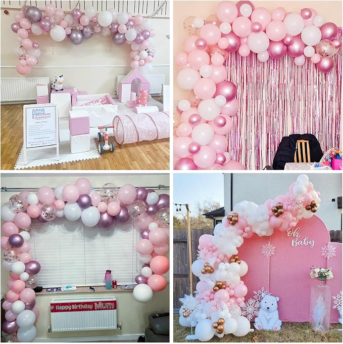 Pink and White Balloon Arch, Light Pink White Party Balloons Pastel Baby Pink - Image 5