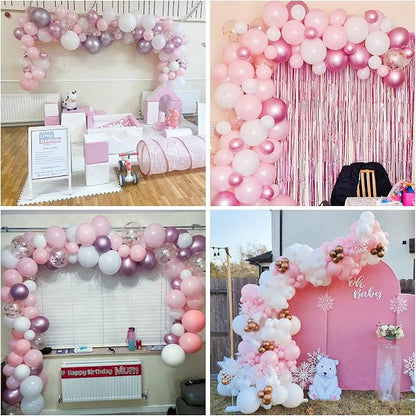 Pink and White Balloon Arch, Light Pink White Party Balloons Pastel Baby Pink - Image 5