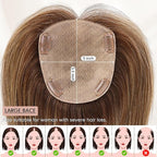 starluck Hair Toppers for Women Real Human Hair 5"*5.5"Large Coverage Mixed Brown No Bangs 100% Real Human Hairtoppers for Women with Thinning Hair Cover Gray Roots