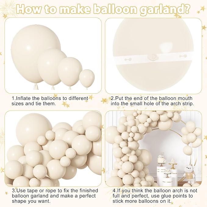 164Pcs Beige Cream Balloons Garland Arch Kit Different Sizes | 18 12 10 5 inch - Image 7