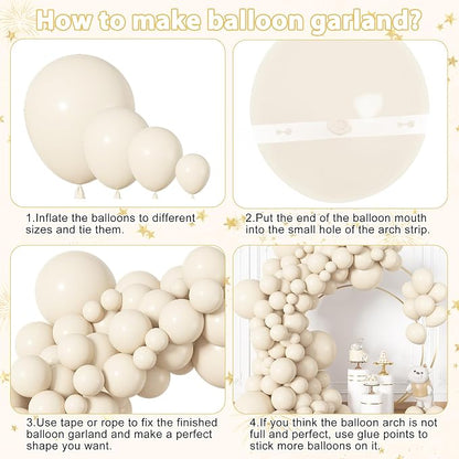 164Pcs Beige Cream Balloons Garland Arch Kit Different Sizes | 18 12 10 5 inch - Image 7