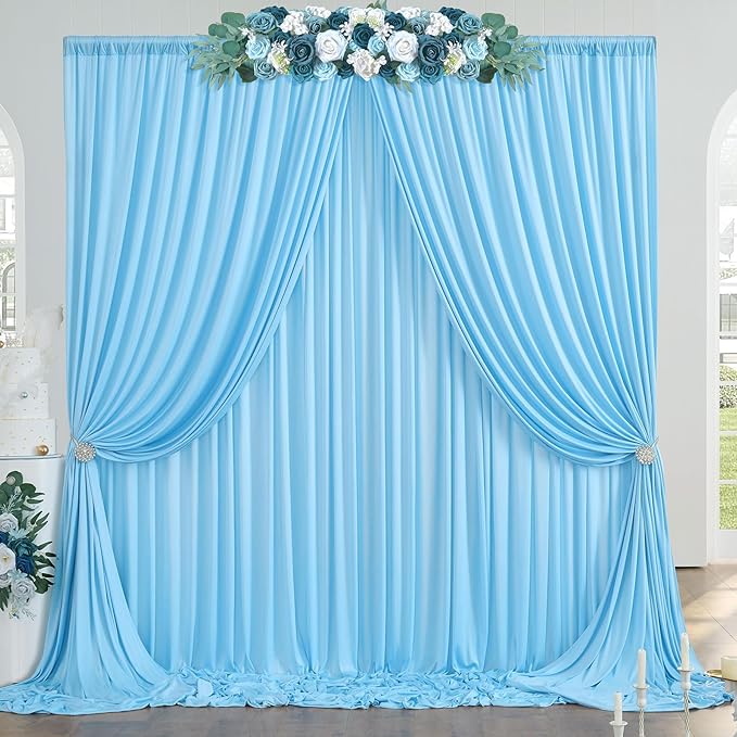 10ft x 10ft Wrinkle Free Baby Blue Backdrop Curtain by ENJOYYOURPARTY