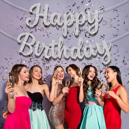 Glitter Happy Birthday Banner Sign Birthday Garland Wall Door Banners Flag - Image 2