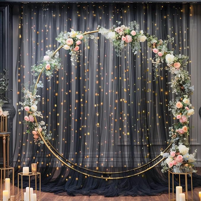 10x8ft Black Tulle Backdrop Curtain - Image 3