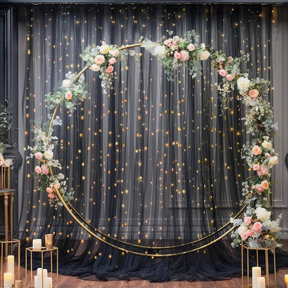 10x8ft Black Tulle Backdrop Curtain - Image 3