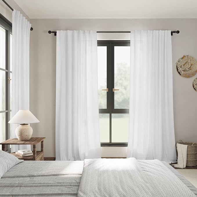 Linen White Curtains 120 inch Extra Long - Image 7