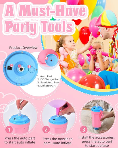 Portable Balloon Pump Electric, Rechargeable Cordless Balloon Pump Inflator - Image 5