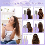 Hair Dryer Brush 8-in-1 Dual Voltage Hot Air Styler – Fast-Drying 110,000 RPM Ionic Blow Dryer with Straightener & Curler Attachments, Frizz-Free Volumizing Styler with Protective Hard Case-Purple