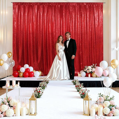 SquarePie 10x10ft Red Sequin Backdrop, High Density Non-Transparent Glitter - Image 7