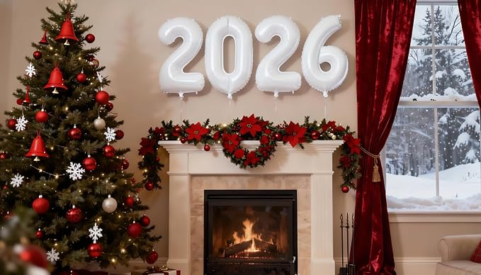 White 2026 Number Balloon 40 Inch, Foil Balloons 2026 New Years Eve Party - Image 3