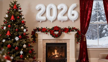 White 2026 Number Balloon 40 Inch, Foil Balloons 2026 New Years Eve Party - Image 3