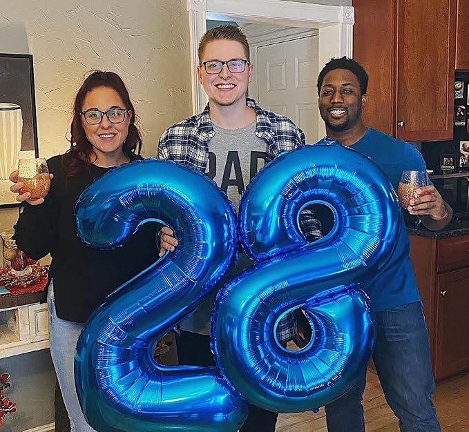 40 Inch Navy Blue Number 4 Balloon, 4th Blue Birthday Party Decorations | 40 - Image 4