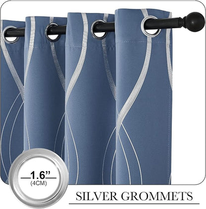 NICETOWN Stone Blue Decorative Curtains Blackout 84 inch Length - Image 3