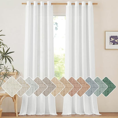 NICETOWN White Linen Curtains 102 inches Long by NICETOWN