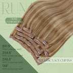 RUNATURE 150g Clip in Hair Extensions Real Human Hair Dark Blonde Clip in Hair Extensions 22 Inch 7pcs Straight Soft Hair Easy to Install in Daily Wearing #10P16 Dark Blonde Highlight Caramel Blonde