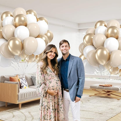 60pcs 12inch Gold and White Balloons - Image 7