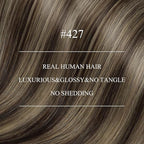 YoungSee Nano Ring Hair Extensions Dark Brown Highlights Caramel Blonde Human Hair Extensions Nano Pre Bonded Brown Add Volume for Women Lightweight Cold Fusion 22inch 50s 50g