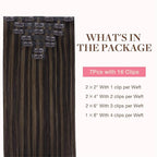 GOO GOO Clip in Hair Extensions Real Human Hair, Remy Human Hair Extensions Clip ins for Women, Natural Human Hair, 24inch 140g 7 Pcs, #2/6 Dark Brown Highlighted Chestnut Brown
