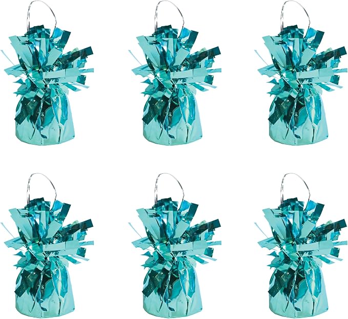 Beistle Metallic Wrapped Balloon Weight – 6 Pack, Light Blue Balloon by Beistle