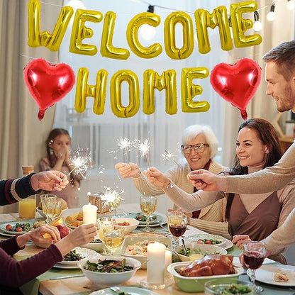 TONIFUL 16 Inch Gold WELCOME HOME Foil Letter Balloons Banner Decorations | - Image 3
