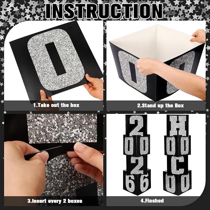 Queekay 8 Pcs HOCO 2026 Column Decorations Homecoming 2026 Silver Black - Image 4