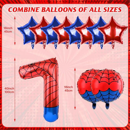 40 Inch Spider Theme Number Balloon, Number Block Foil Number 7 Balloons Large - Image 2