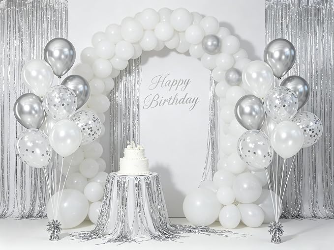 Balloon Weights Pack of 6 with 54pcs Silver and White Balloons, Balloon Anchors - Image 4