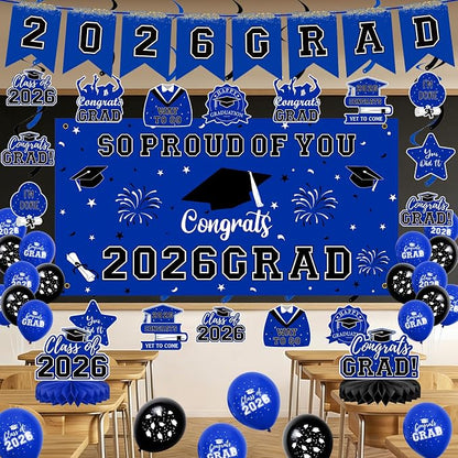59Pcs Graduation Decorations 2026 Backdrop Balloons Banner Centerpiece Hanging - Image 6
