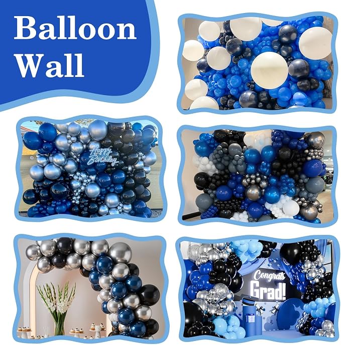 Black Blue Silver Link Balloons - Image 4