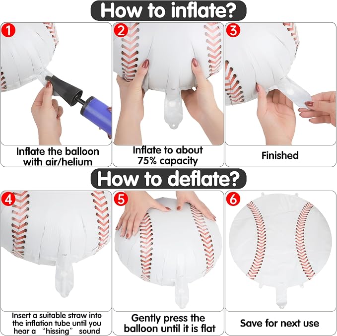 Fovths 12 Pieces Inflatable Baseball Balloons 18 Inches Baseballs Foil Balloons - Image 4