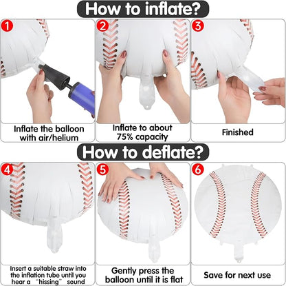 Fovths 12 Pieces Inflatable Baseball Balloons 18 Inches Baseballs Foil Balloons - Image 4