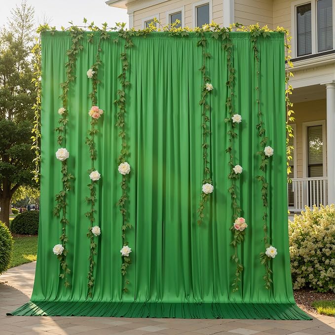 20ftx10ft Wrinkle Free Green Backdrop Curtains - Image 5