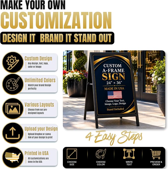 Metal Sign HolderA-Frame Sidewalk Curb Stand by BCB 24x36 | Printed in USA | - Image 7
